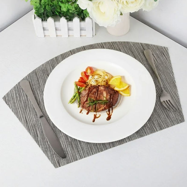 Set De Table Vinyle Gris Antidérapant Et Résistant 4 Pièces