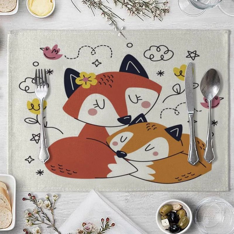 Set De Table Cuir Imperméable Motif Renards