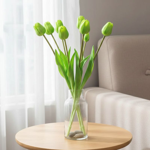 Fleur Artificielle Vert Tulipes avec Feuillage Réaliste