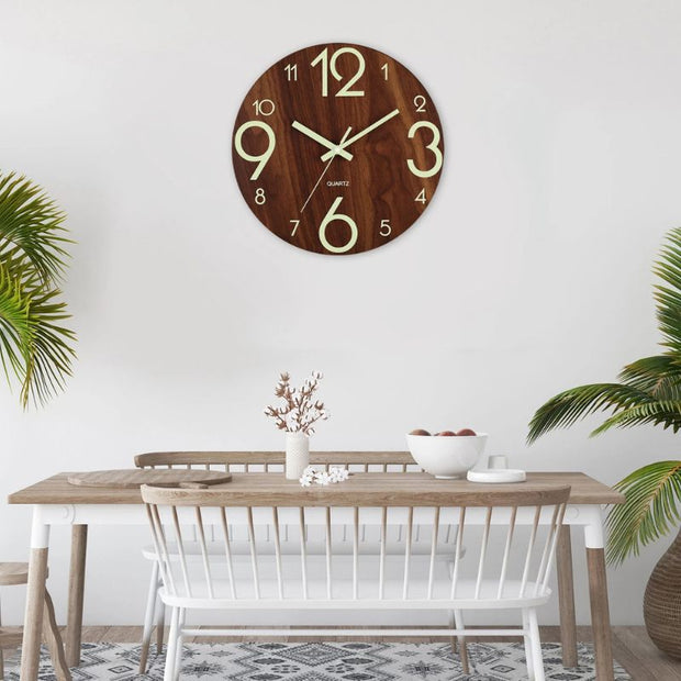 Horloge En Bois Décorative Avec Affichage Luminescent
