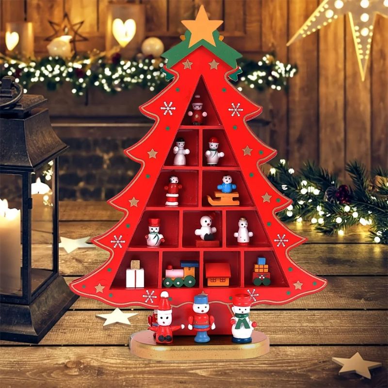 Sapin en Bois de Noël avec Figurines