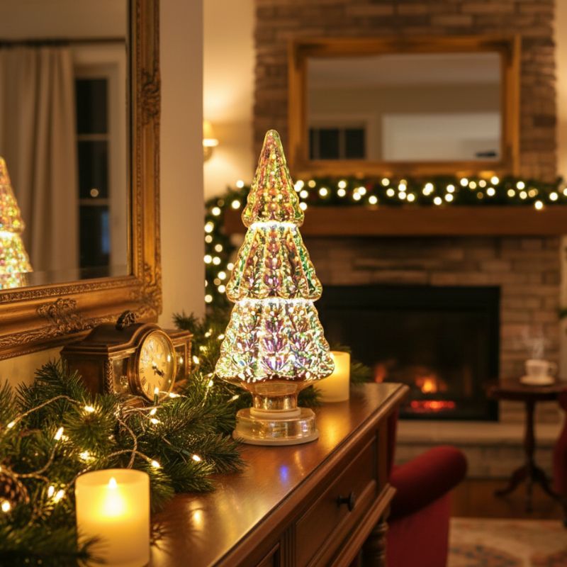 Lanterne Décorative Sapin Lumineux Effet Cristal