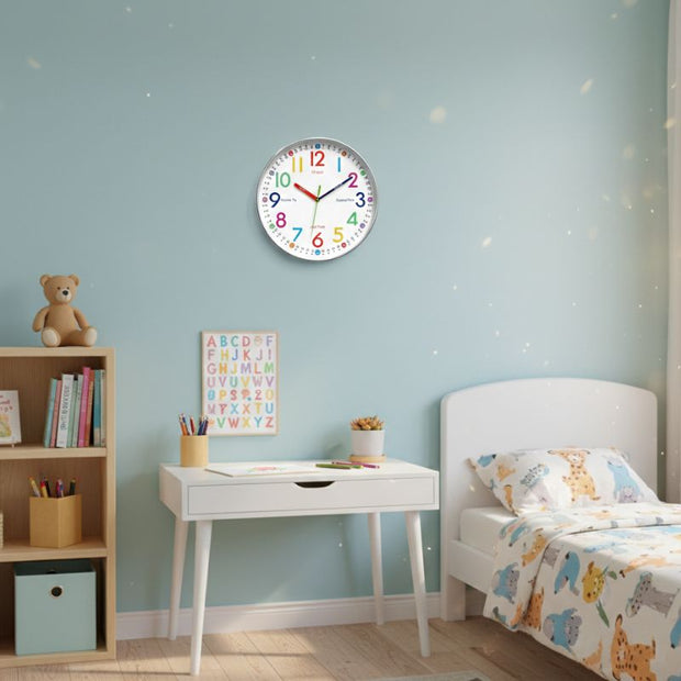 Horloge Murale Éducative Avec Chiffres Colorés