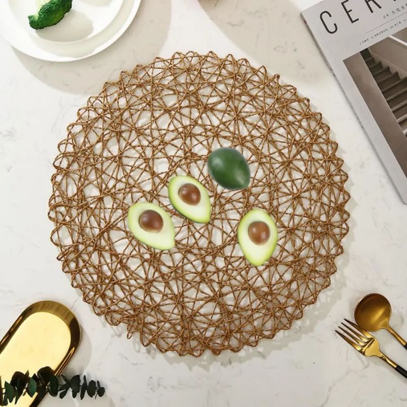 Set De Table En Papier Rond Tissé Style Bohème Élégant 6 Pièces