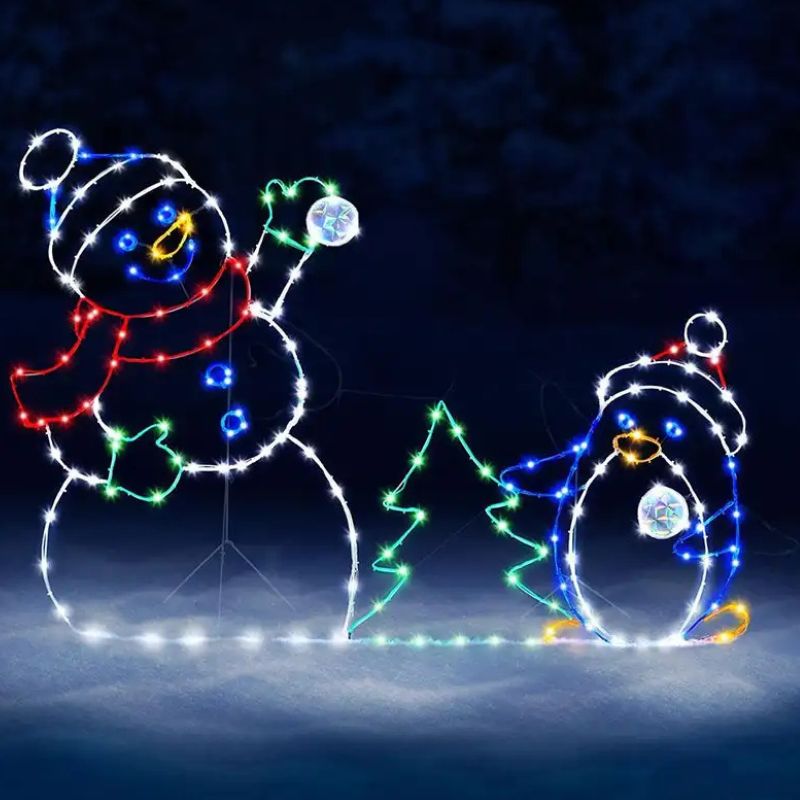 Décorations de Noël Bonhomme de Neige et Pingouin Lumineux