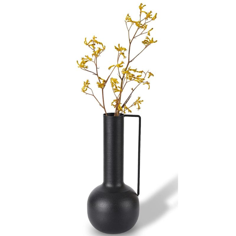 Vase Poser Glam en Métal Noir pour Fleurs