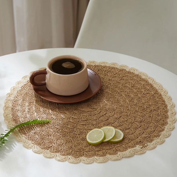 Set De Table En Papier Rond Tissé Naturel Et Élégant