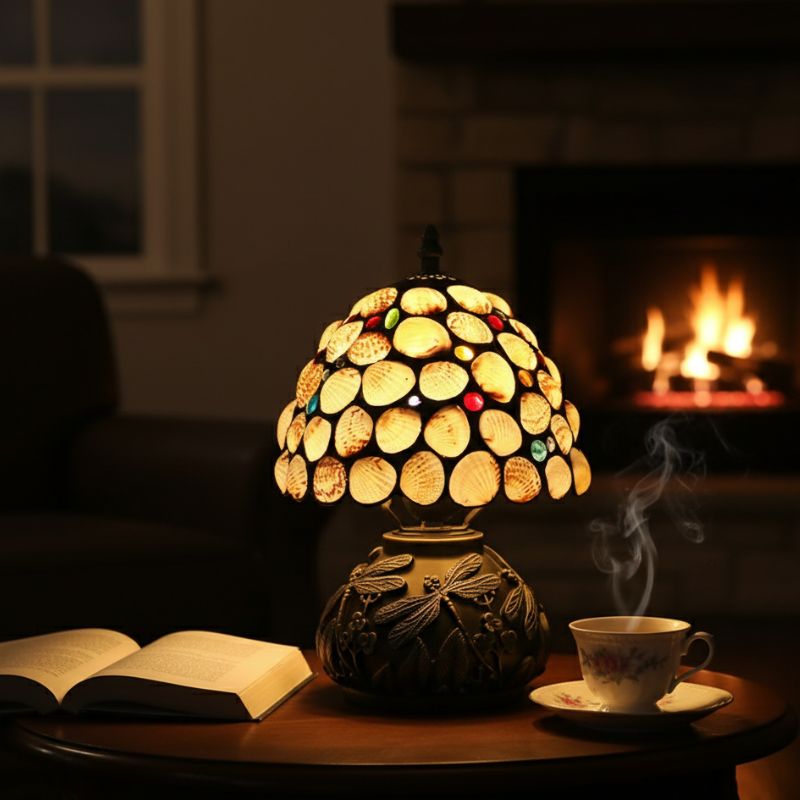 Lampe Champignon En Pâte De Verre Style Tiffany Colorée