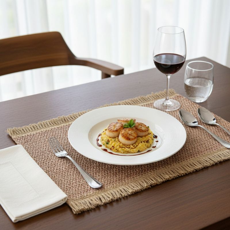 Set De Table En Papier Tissé Avec Franges Style Bohème Lot de 4 Pièces