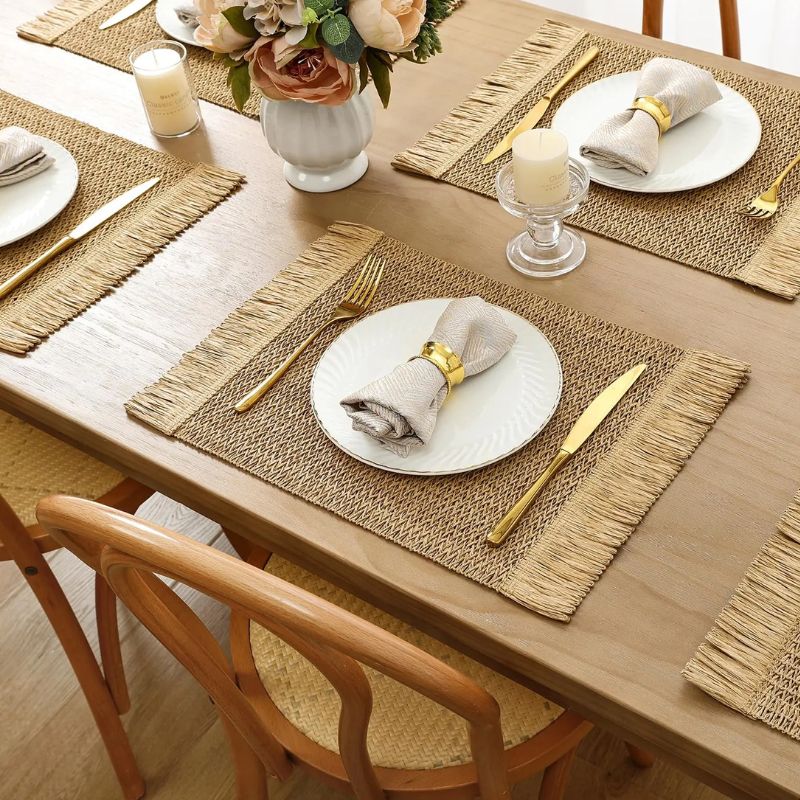 Set De Table En Papier Rectangulaire Rustique 4 Pièces