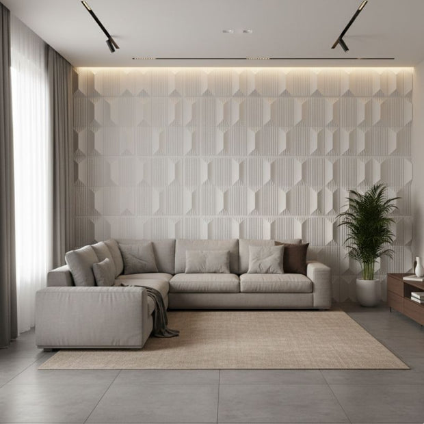 Panneau Mural Décoratif Moderne Avec Relief Strié 12 Pièces