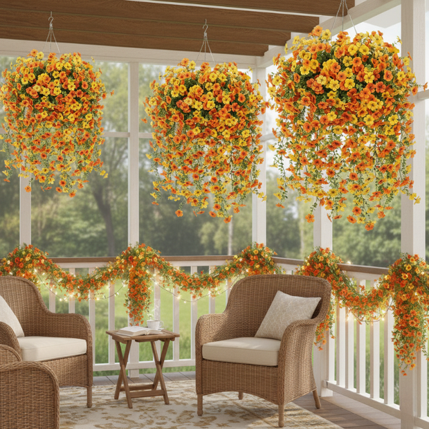 Guirlande De Fleurs Artificielles En Décoration Avec Effet Cascade