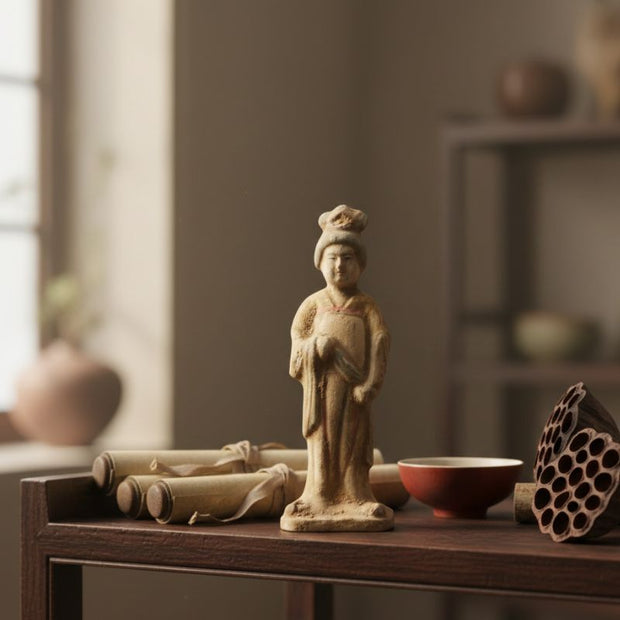 Sculpture En Argile Figurine Musicienne Style Dynastie Tang