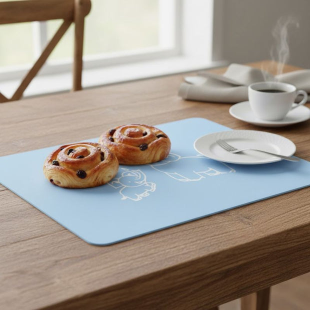 Set De Table Silicone Bleu Avec Dessin Adorable
