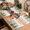 Set De Table En Lin Merry Christmas Avec Forêt De Sapins Élégante