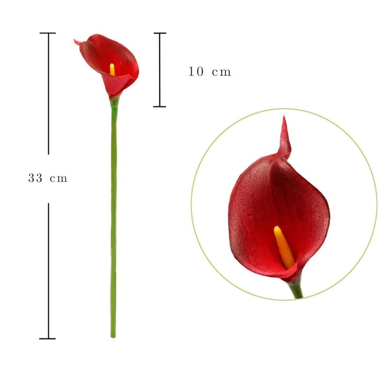 Fleur Artificielle Rouge En Bouquet De Callas