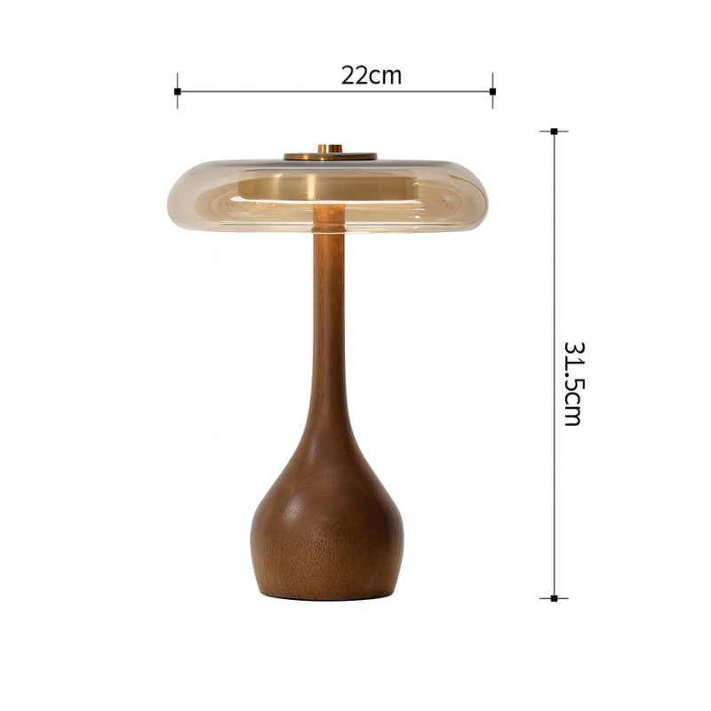 Lampe Champignon Design En Bois Et Verre Élégante