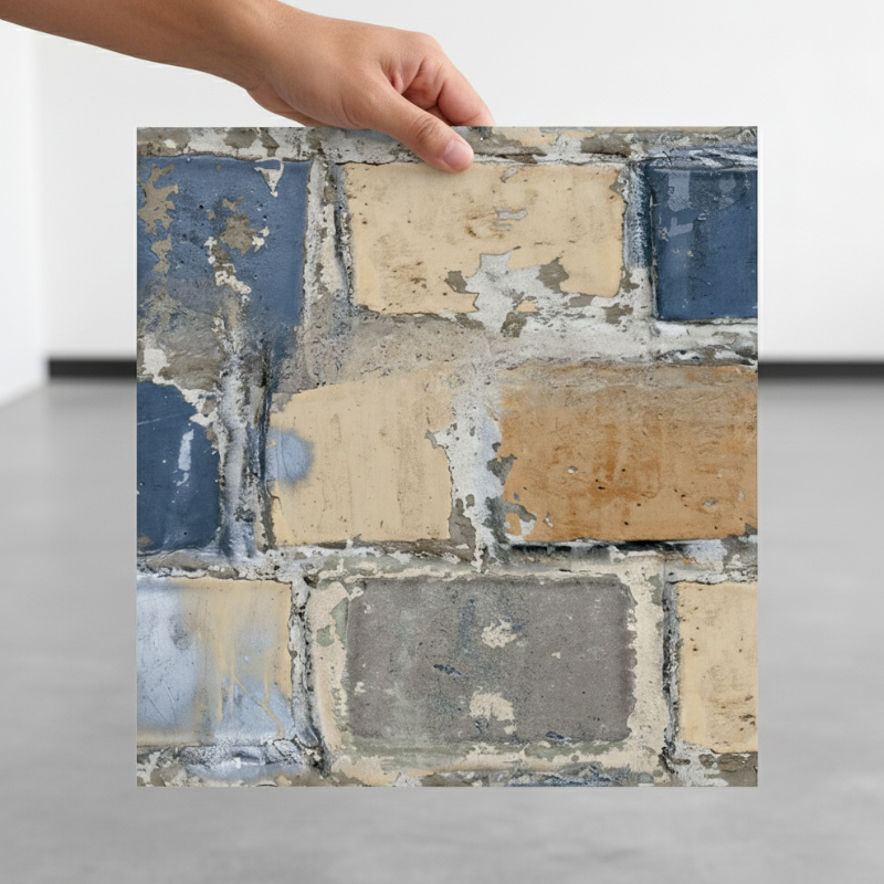 Panneau Mural Salle De Bain Style Industriel Avec Texture Mur Ancien