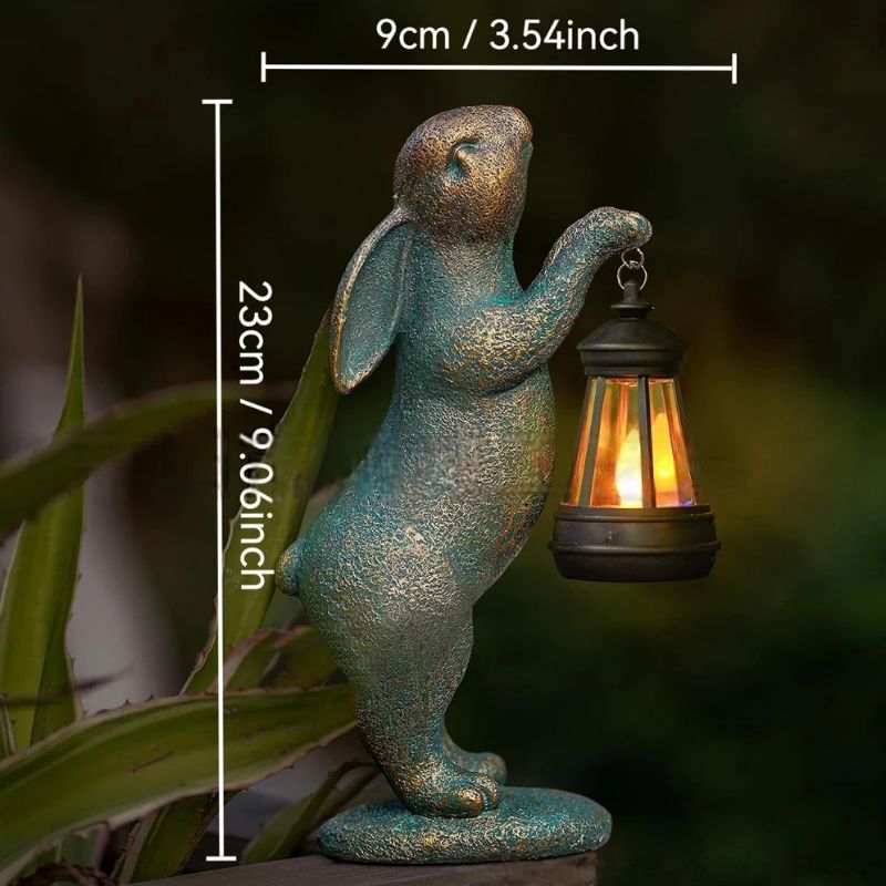 Sculpture Lapin Décorative Avec Lanterne Solaire