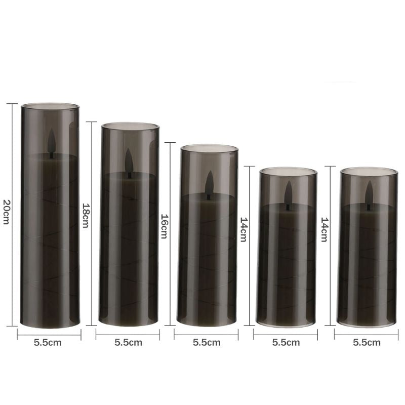 Bougie Led Grise À Flamme Vacillante Et Télécommande Lot de 5 pièces