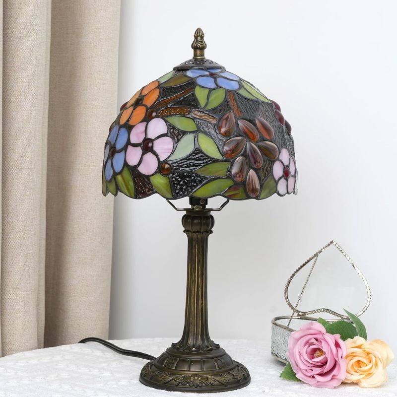 Lampe Champignon Gallé Avec Abat Jour Vitrail