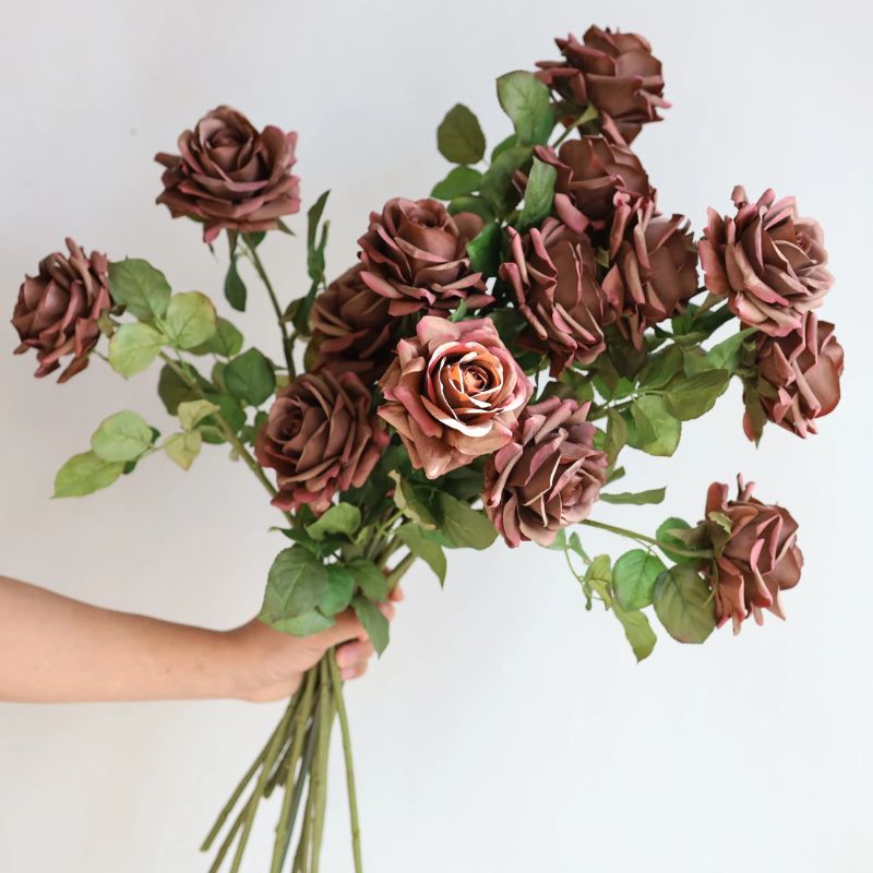 Fleur Artificielle Marron En Roses Multiples