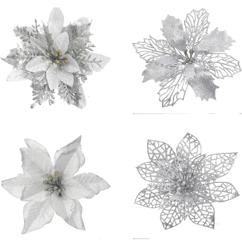 Décorations de Noël Fleurs Pailletées