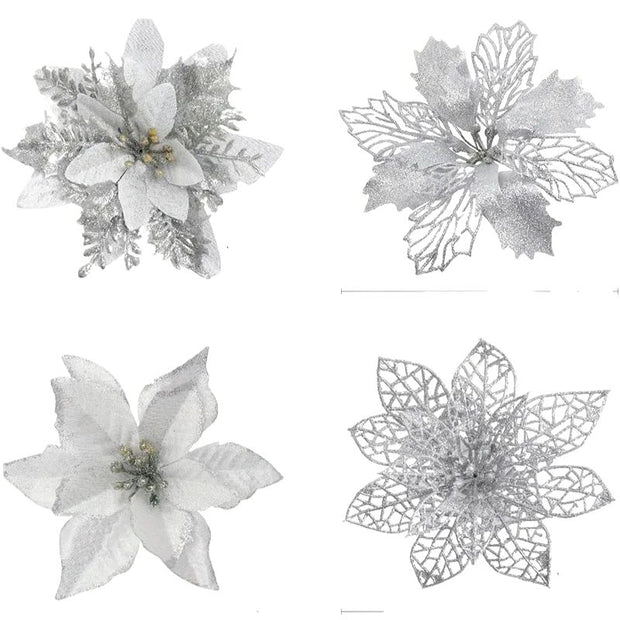 Décorations de Noël Fleurs Pailletées