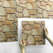 Panneau Mural 3D Fausse Pierre Marron Design Moderne