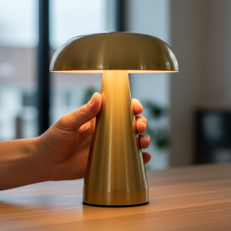 Lampe Champignon Dorée Sophistiquée