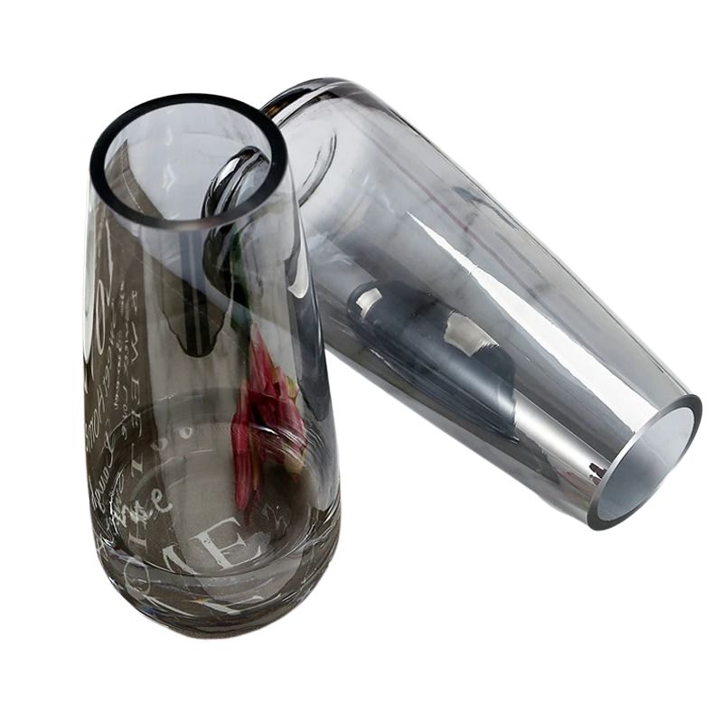Vase Poser en Verre Transparent Gris