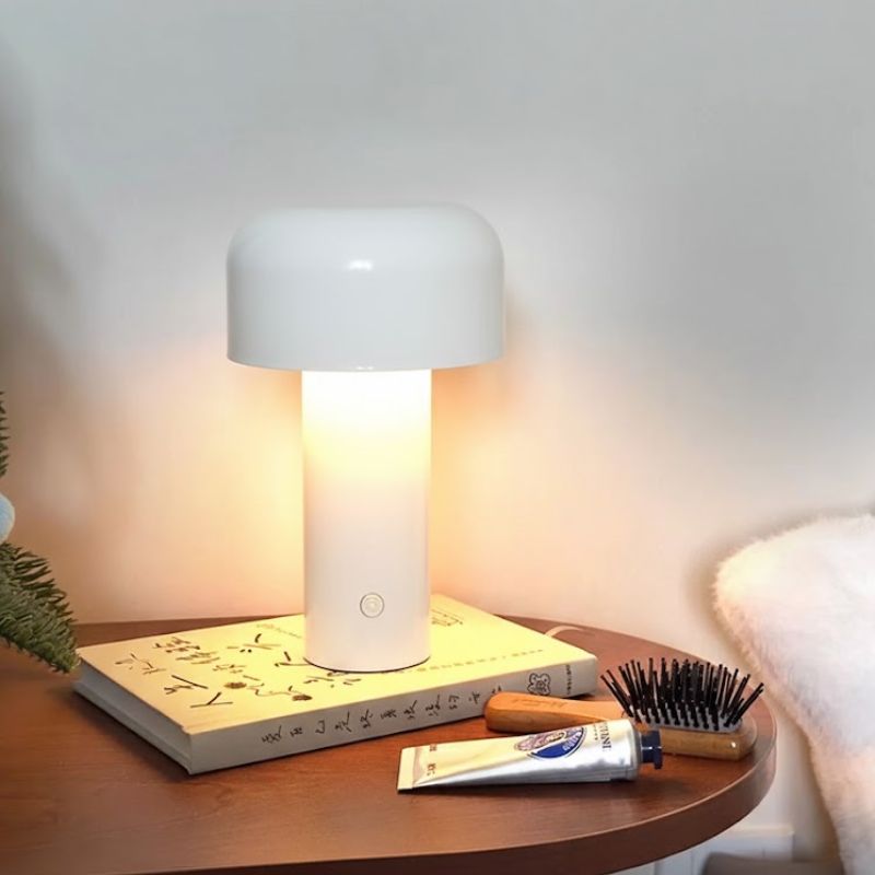 Lampe Champignon Blanc Avec Lumière Douce Et Élégante
