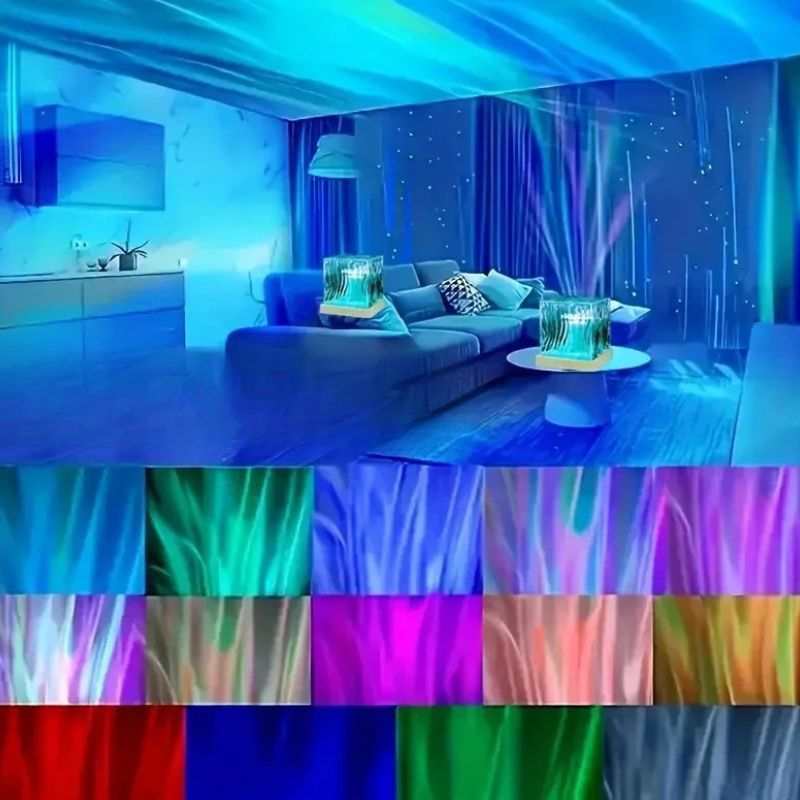 Éclairage de Soirée Lampe Cristal à Effet Aurore Boréale