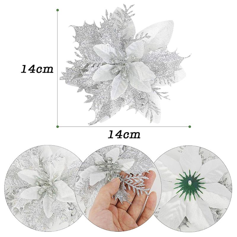 Fleur Artificielle Gris Avec Effet Pailleté Élégant