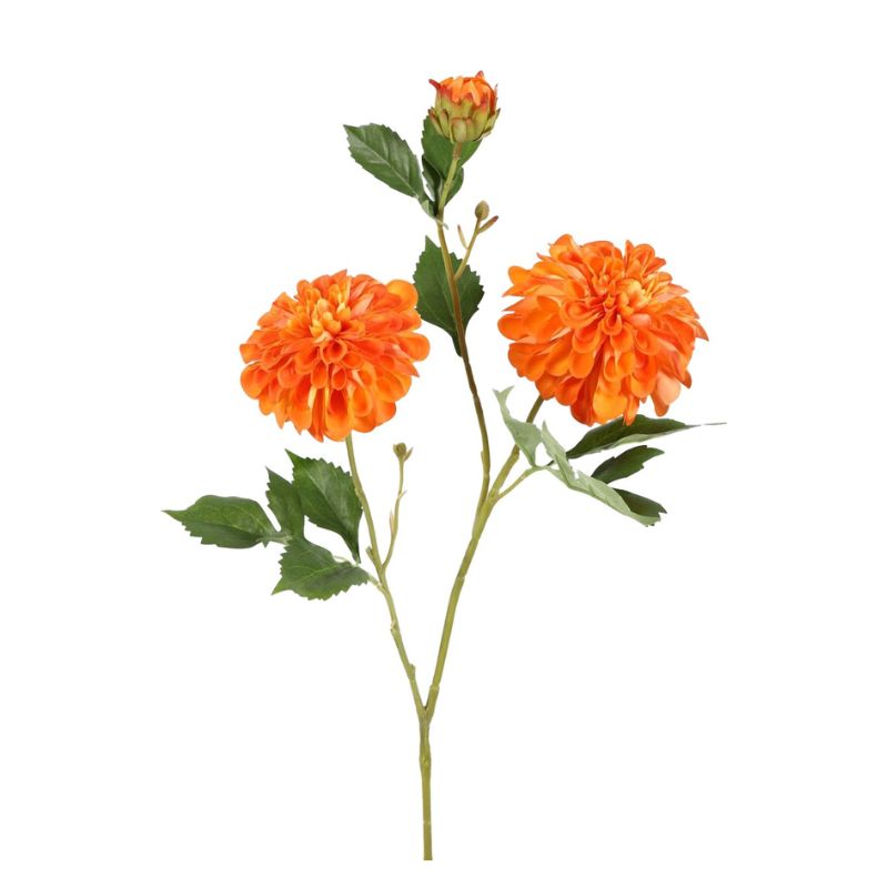 Fleur Artificielle Orange Avec Pompons Ronds