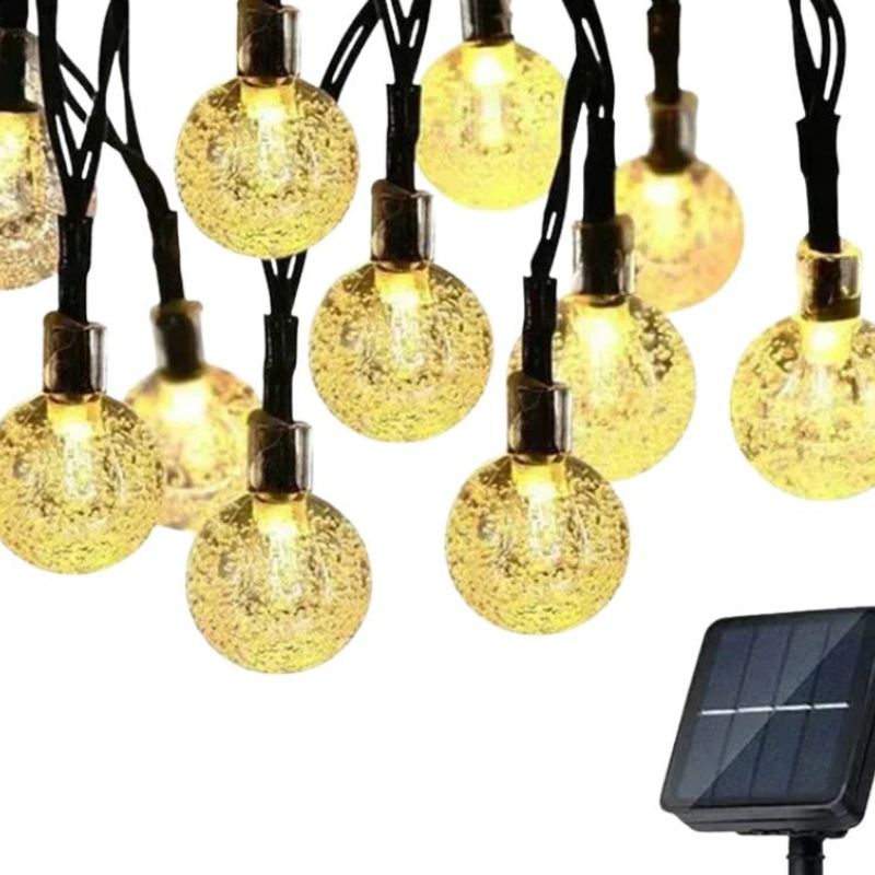 Guirlandes Guinguette Blanc Chaud Solaires Cristal LED