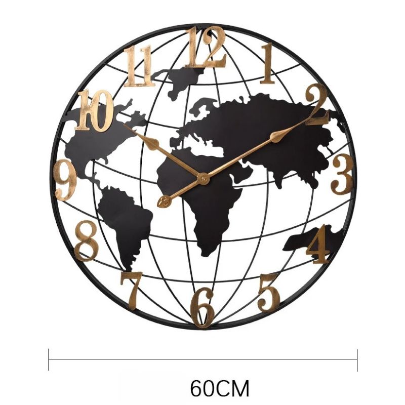 Horloge Monde Murale Élégante En Métal