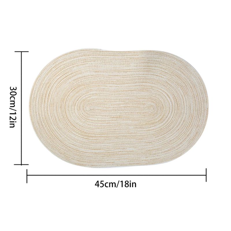 Set De Table Ovale Beige En Tissu Lavable Et Résistant 4 Pièces