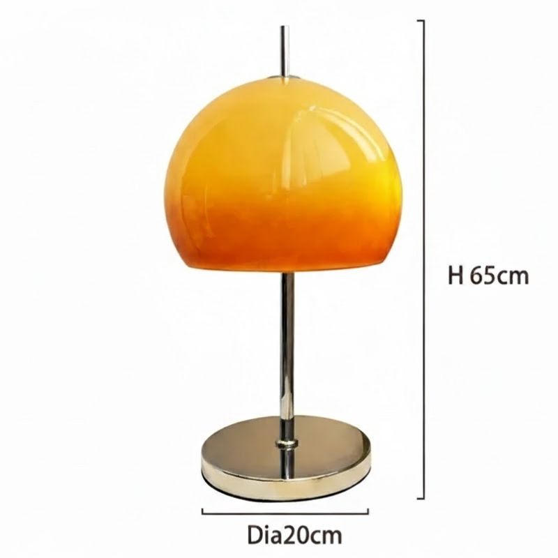 Lampe Champignon Orange En Verre Brillant