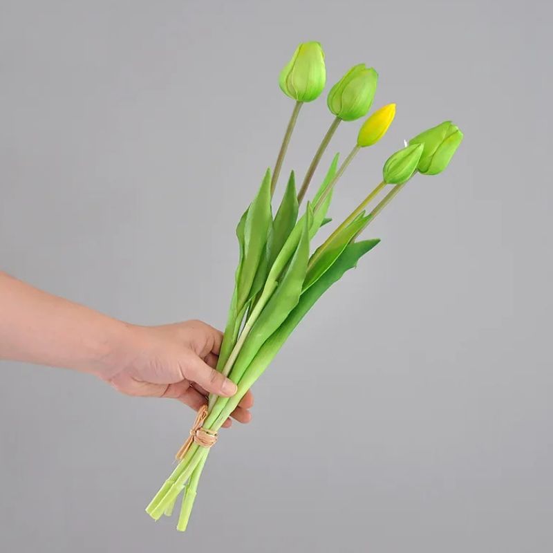 Fleur Artificielle Vert Tulipes avec Feuillage Réaliste
