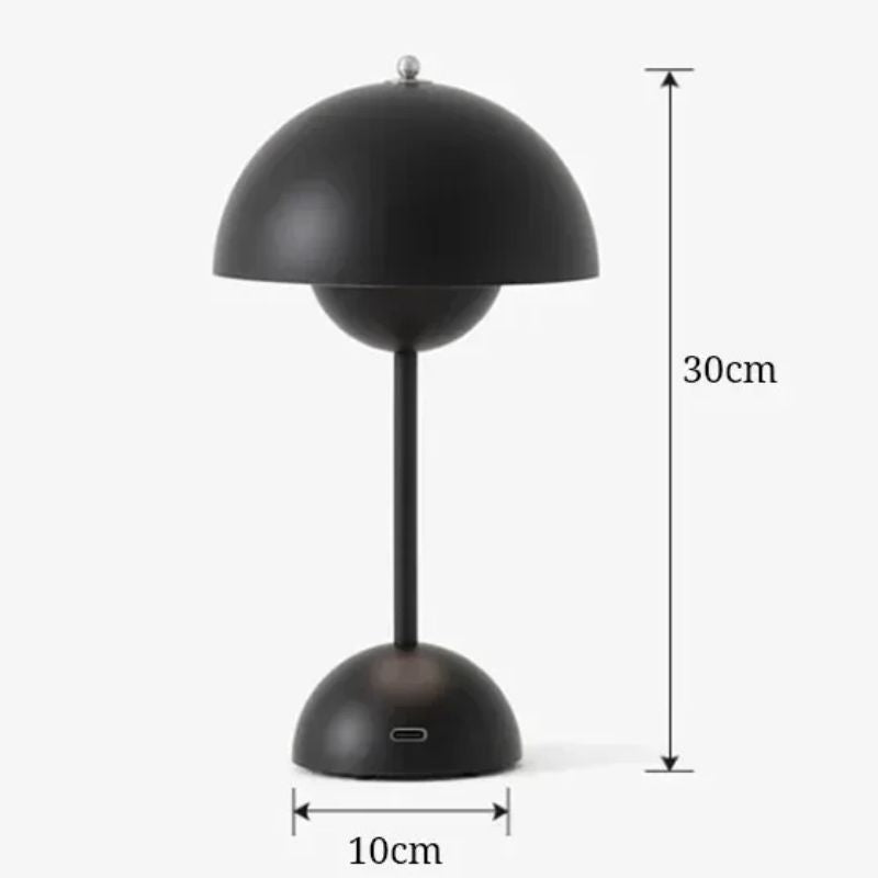 Lampe Champignon Noire Avec Dôme Lumineux