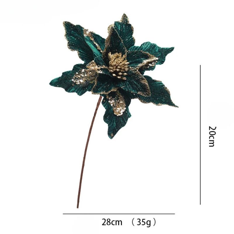 Fleur Artificielle Vert Feuillage Pailleté Décoratif