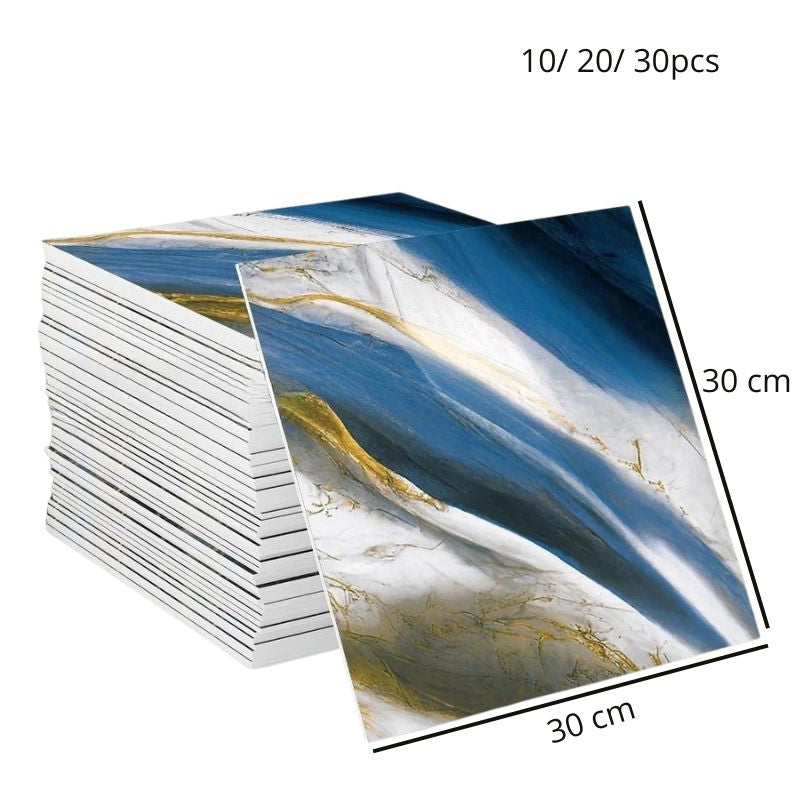 Panneau Mural Salle De Bain Imperméable Avec Finition Marbre Bleu
