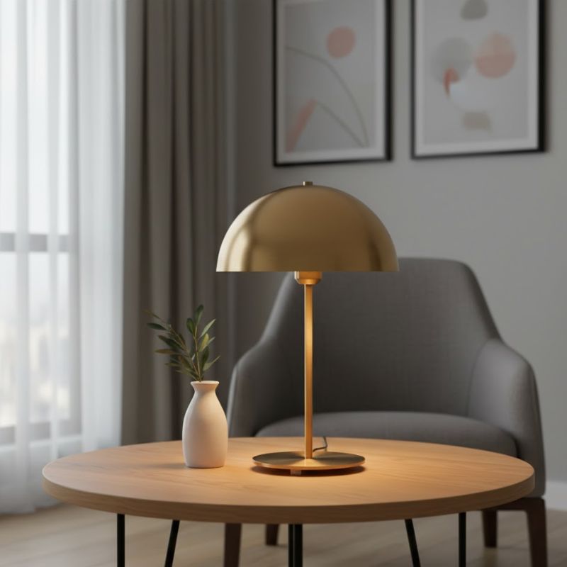 Lampe Champignon Dorée Avec Finition Métallique