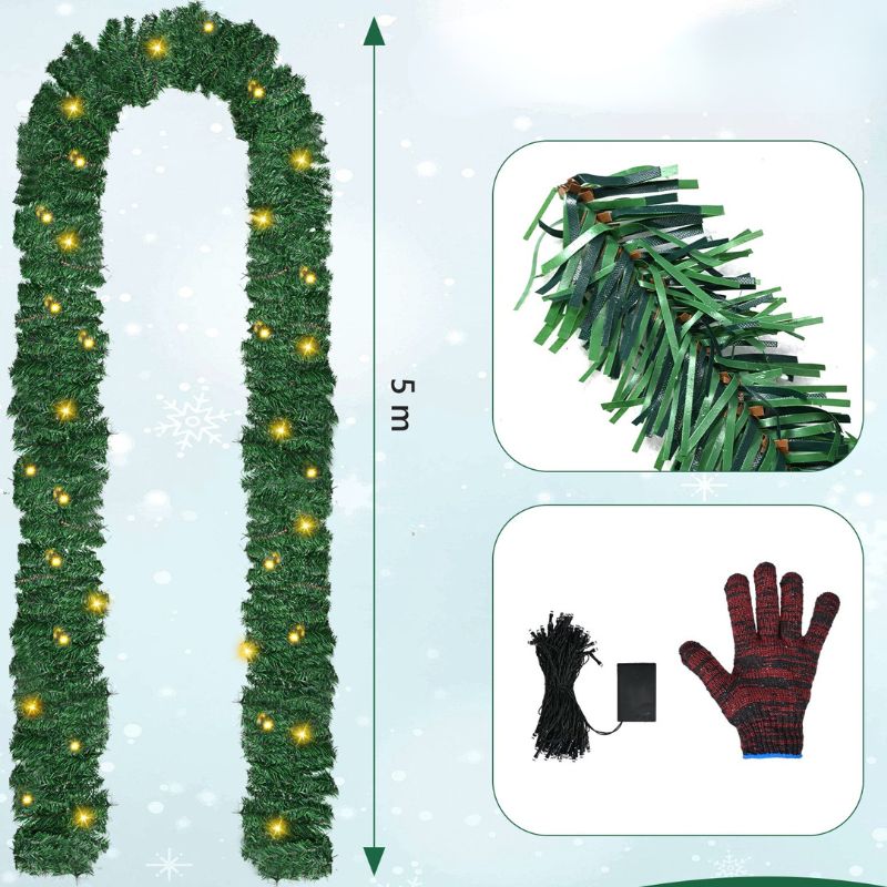 Guirlandes Pour Arbres De Noël Lumineuses Avec Feuillage Vert Réaliste