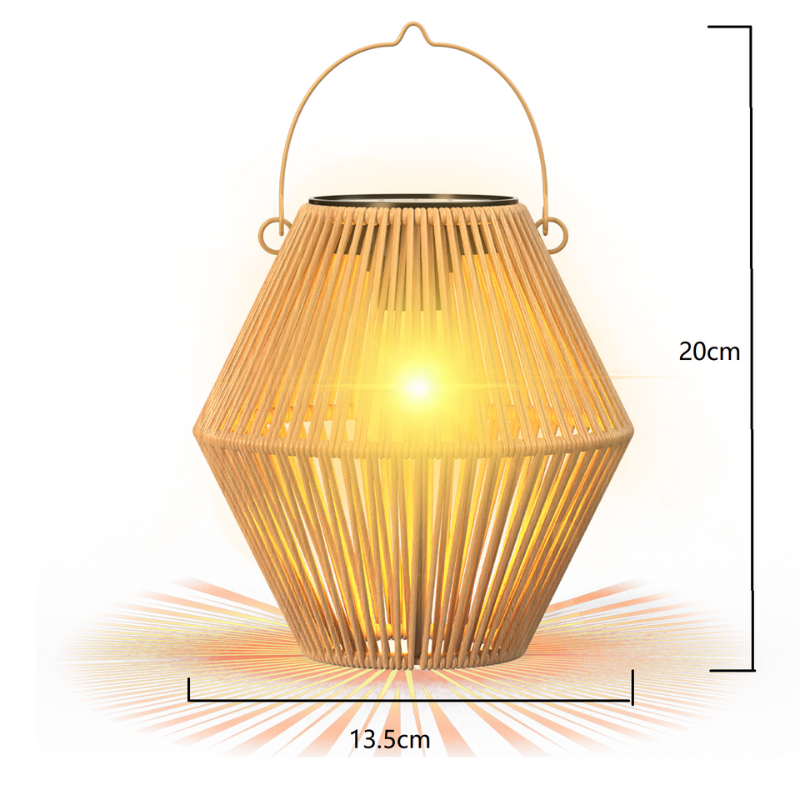 Lampes Solaires de Jardin Style Lanterne en Rotin
