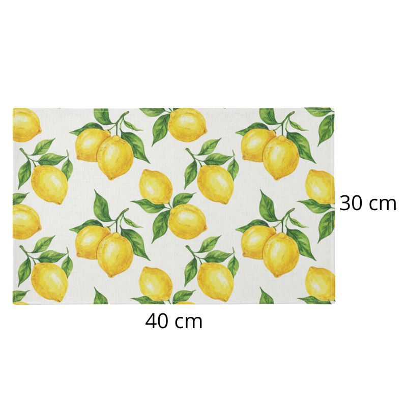 Set De Table Lavable Avec Motif Citron Jaune Et Feuilles Vertes 2 Pièces