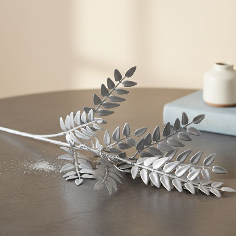 Fleur Artificielle Gris Avec Effet Métallisé Chic