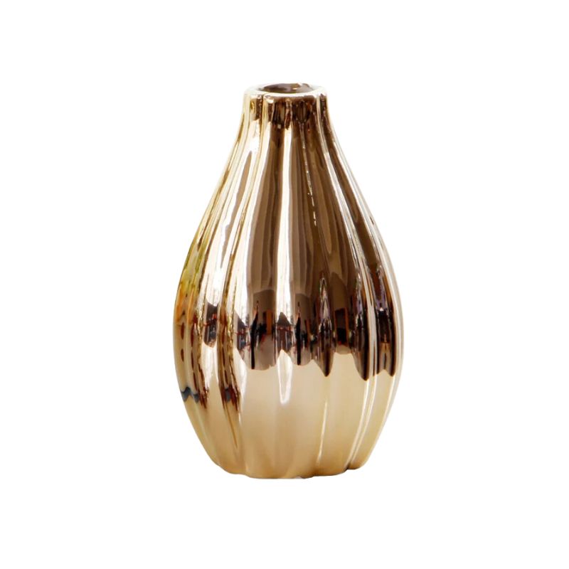 Vase en Céramique Doré pour Fleurs