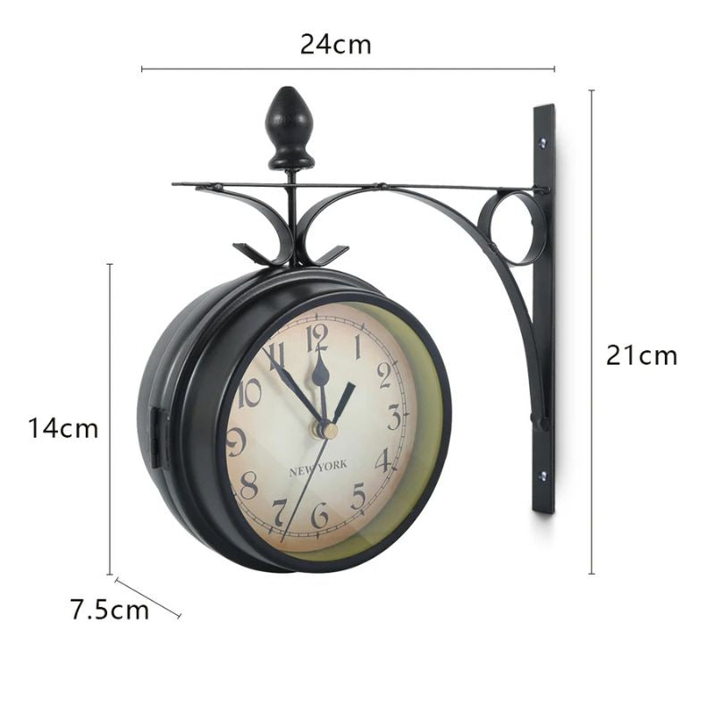 Horloge Ancienne Murale Double Face Style Station Rétro